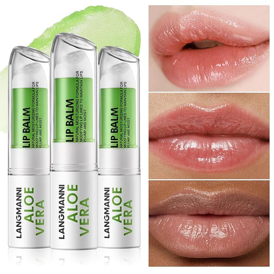 Jolilab 3 Pcs Aloe Vera Lip Balm Lip Gloss, Long Lasting Hydrating Lip Care Nutritious Lip Oil Plumper Lip Balm Moisturizer Lip Gloss Lip Makeup Set for Gilrs and Women（3Pcs）