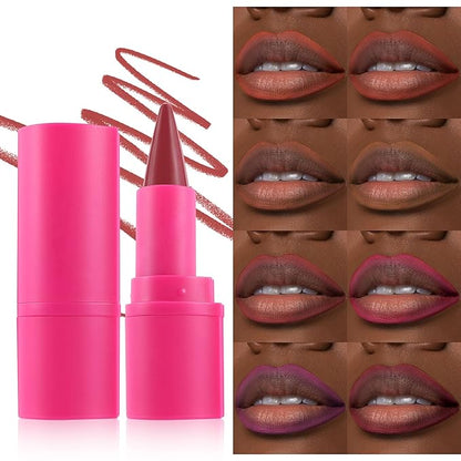 Purple Lip Liner Long Lasting, Lip Liner & Lipstick Combo, Gradient 2-in-1 Waterproof Rich, Antique Rose Chestnut Nude Dark Brown Matte Smooth Lip Shaped Lipstick for Women, 07# Fearless