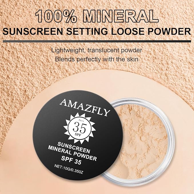 Sunscreen Mineral Powder Foundation, SPF 35, Talc-Free, Loose Powder Foundation, Buildable Lightweight Coverage, for Matte Base Makeup (#05 Fair Light Foundation Makeup)
