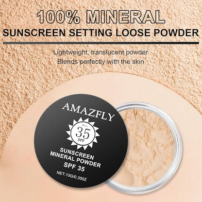 Sunscreen Mineral Powder Foundation, SPF 35, Talc-Free, Loose Powder Foundation, Buildable Lightweight Coverage, for Matte Base Makeup (#05 Fair Light Foundation Makeup)