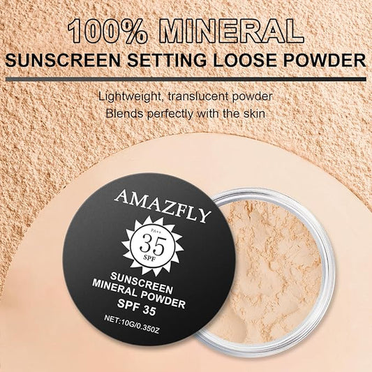 Sunscreen Mineral Powder Foundation, SPF 35, Talc-Free, Loose Powder Foundation, Buildable Lightweight Coverage, for Matte Base Makeup (#05 Fair Light Foundation Makeup)