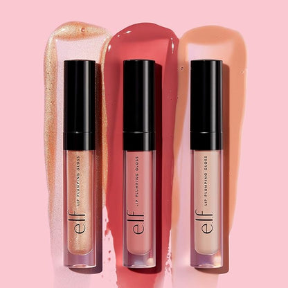 e.l.f. Lip Plumping Gloss, Hydrating, Nourishing, Invigorating, High-Shine, Plumps, Volumizes, Cools, Soothes, Sparkling Rosé, Shimmer, 0.09 Oz