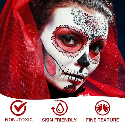 3 Colors Black White Red Face Body Paint Clown Makeup Palette Professional Face Paint for Halloween Cosplay Sfx Joker Zombie Vampire Makeup