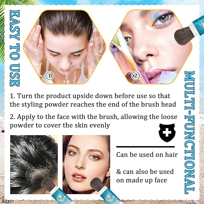 Mineral Face Sunscreen Setting Powder,Lasting Oil Control Lightweight Powder Sunscreen with SPF50+,Loose Waterproof Brush on Sun Screen Makeup for All Skin Types