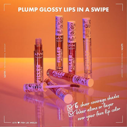 NYX PROFESSIONAL MAKEUP Filler Instinct Plumping Lip Polish, Lip Plumper Gloss - Let's Glaze (Clear)