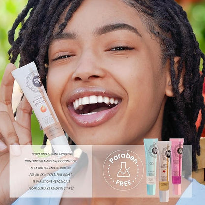 ROSÉE & CO Rosee Lip Gloss Vegan & Cruelty Free Treatment, Professional Make up, Long Lasting Glossy with Shea Butter, Moisturize, Protect & Smooth, High Shine, Non-Sticky (m. Scarlet Peach, 0.5)