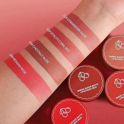 Lip and Cheek Blurring Pudding Pot, Blurry, Buildable and Lightweight Lip Tint, Creamy Multi-Purpose Blurring and Mousselike Pudding Pots for Women Lips, Cheek & Eye, 02# Vitality Coral Red