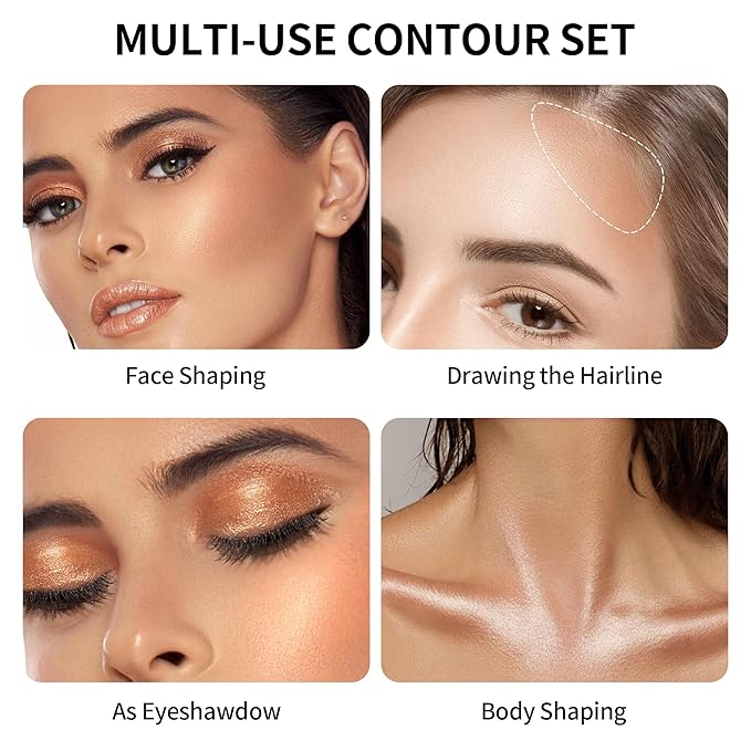 FV 2PCS Contour Stick, Highly Pigmented & Blendable Cool Toned Contour and Highlighter Stick with Natural Finish, Long Lasting & Creamy Texture Contour Set for Face Shaping Makeup, 01&03