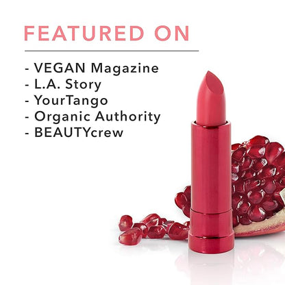100% PURE Pomegranate Oil Anti-Aging Lipstick Long Lasting, Vibrant Makeup - Moisturizing Cocoa Butter Satin Finish - Vegan Fruit Pigmented Primrose Color (Pink) - 0.15 oz