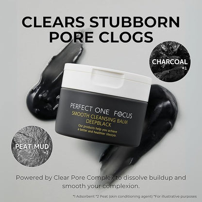 Smooth Cleansing Balm Deep Black – Pore Cleansing & Makeup Removal – Suitable for Sensitive Skin, Eyelash Extensions Safe, 2.64oz (1, Black)