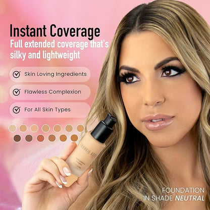 Frankie Rose Cosmetics Matte Perfection Foundation Makeup – Long-Lasting, Hydrating Foundation for Semi-Matte Finish - Foundation Full Coverage for All Skin Types - (Fair) 1.0 US fl oz / 30 ml