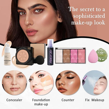 All in One Makeup Set Kit for Women Full Kit,Makeup Gift Kit with Everything,Mascara Eyebrow Eyeliner Eyeshadow Foundation Lipstick Blush Highlighter,Women's Day Makeup Gift for Women Girl-Set A