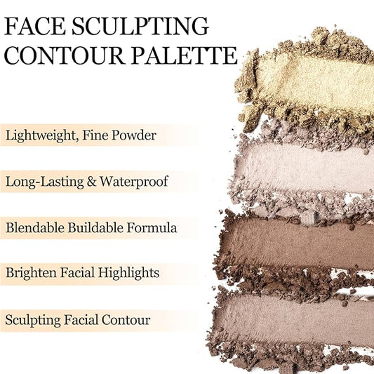 Erinde Cool Toned Contour Palette, Matte Grey Face Sculpting Bronzer Pressed Powder Contour, Lightweight, Ultra-Blendabled, Multiuse Baked Contouring Makeup for Pale Skin Tone, 01 Grey Brown