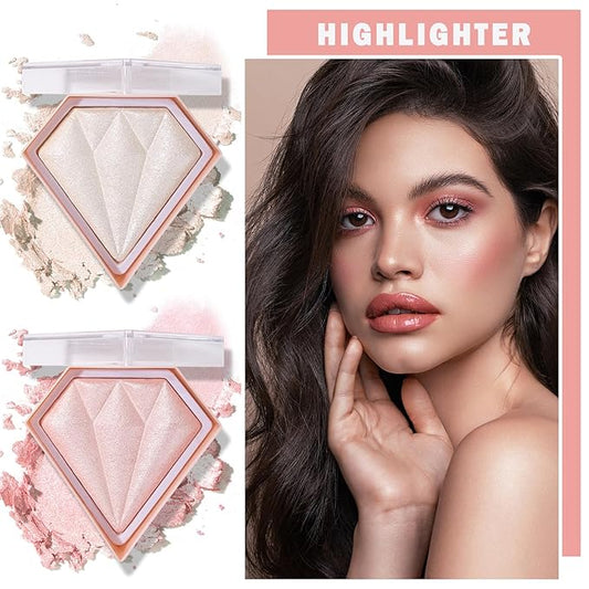 Face Shimmer Highlighter Palette, 1.0 Ounce, Pearl White+Fairy Pink, Long-Lasting, Shimmery, Powder, Unisex, Palette, Mixed Colors
