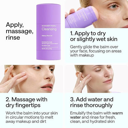 Cleansing Gel Makeup Remover Stick - Melt Cosmetics with Travel Size Facial Cleanser for Sensitive Skin - Cleansing Balm - Clean Makeup Travel Face Cleanser Balm - Paraben, Sulfate Free, 3 Pack