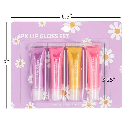 EXPRESSIONS 8pc Lip Gloss Set - Flavored Squeeze Tube Lip Glosses Value Pack, Daisy Lip Gloss in Assorted Fruity Flavors