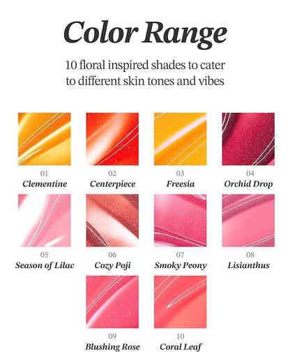 Glint Tint Glosser (Coral Reef, 0.09oz) - Hydartions, Moisturizing Plumping Lip Gloss with Radiant Shine, Long Lasting, Korean Skin Care. Provence Rose & Calendula Extract.