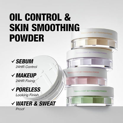 Translucent Set Finishing Powder - Sebum Control Face Loose Powder, Matte & Silky Finish, Lightweight, Long-lasting, Korean Makeup, 0.24 Oz. (2.2 Dark Beige, 0.24 Oz.)