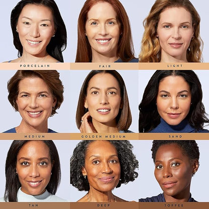 LAURA GELLER NEW YORK Face the Day Kit - Balance-n-Brighten Foundation, Sand + Spackle Skin Perfecting Primer, Hydrate + Airbrush Round Kabuki Brush (Pack of 3)