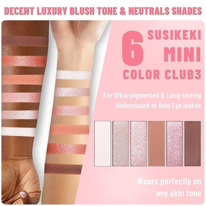 2PCS 6 Colors Mini Naked Eyeshadow Palette Makeup Set Neutral Nude Eye Shadow Blush-colored & Olive-colored Matte Shimmer Make Up Pallet with Mirror Highly Pigmented Travel Size Gift Kit
