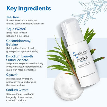 All-in-One Eyelid and Eyelash Cleanser for Extensions, Lash Extension Kit Essential, Enriched with Tea Tree Oil, Helps Ease Tired Eyes, 100 ml - EyeCleanse