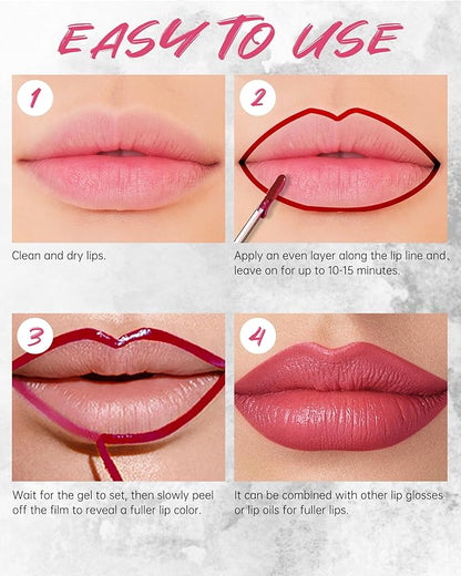 Peel Off Lip Liner Stain, Tattoo Lip Tint Liner Peel Off, Matte Moisturizing Lip Stain Long Lasting Waterproof, Transfer-Proof, Intense Lip Color, Stay on All Day, Highly Pigmented Lip Makeup (Orange)