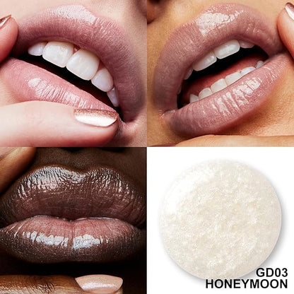 FOCALLURE High Shine Glitter Lip Gloss,Hydrates and Soothes Lips for a Gorgeous,Delivers a Non-sticky Glossy finish,Long-lasting Shine & Fuller-looking Lip Makeup,GD03 HONEYMOON