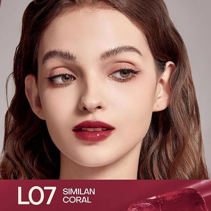 Mistine Lip Gloss Thai latte Long Lasting Lip Glaze Non-sticky Lip Tint Gloss with 1% Peptide Glossy Finish L07 Similan Coral 0.1 fl oz 1 Count