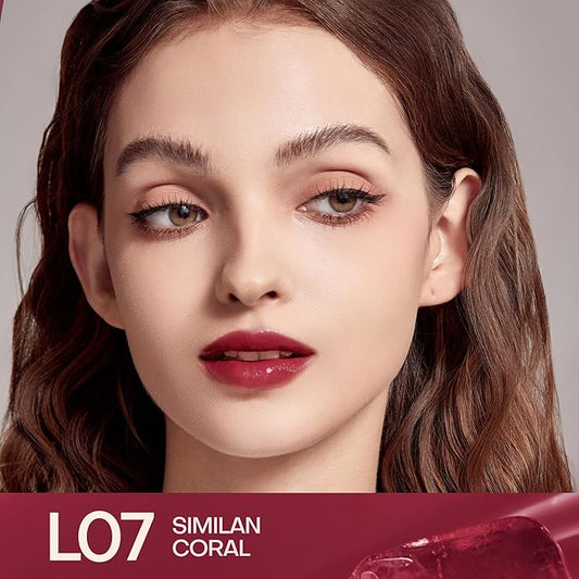 Mistine Lip Gloss Thai latte Long Lasting Lip Glaze Non-sticky Lip Tint Gloss with 1% Peptide Glossy Finish L07 Similan Coral 0.1 fl oz 1 Count