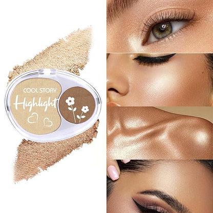 Face High Lighters Makeup Glitter Illuminator Pressed Powder Luminizers Eyeshadow Palette Powder for Face Body Cheek Skin 2#