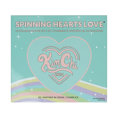 KimChi Chic Spinning Hearts Love Eyeshadow & Pigment Palette - 12 Shades for Soft Glam to Bold Looks, Long Lasting, Blendable, Cruelty Free, Partner in Crime 0.3 oz
