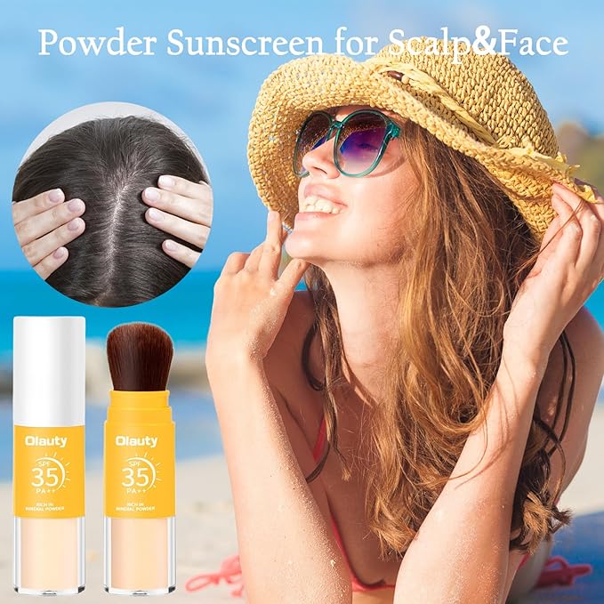 Mineral Sunscreen Setting Powder SPF 35, for Face & Scalp, Oil Control Natural Matte Finish, Lightweight Breathable Concealer Brush Powder for All Skin (Translucet, 8g)