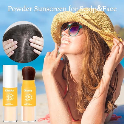 Mineral Sunscreen Setting Powder SPF 35, for Face & Scalp, Oil Control Natural Matte Finish, Lightweight Breathable Concealer Brush Powder for All Skin (Translucet, 8g)