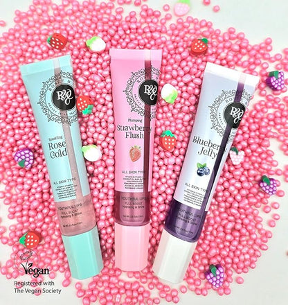 Rosee Lip Gloss Vegan & Cruelty Free Treatment, Professional Make up, Long Lasting Glossy with Shea Butter, Moisturize, Protect & Smooth, High Shine, Non-Sticky (f. Sparkling Rose Gold, 0.5)