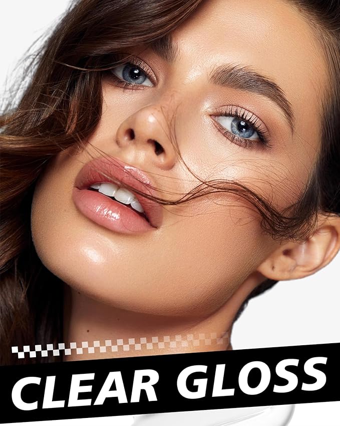 Clear Lip Gloss for Women Lip Plumping Lip Plumper Moisturizing Lip Gloss Enriched with Lip Oil For Dry Lips, M15 Clear Gloss