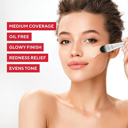 Mirabella Skin Tint Creme Liquid Foundation Makeup, Oil-Free Mineral Foundation for Medium Coverage - w/Hyaluronic Acid, Squalane, & Allantoin for All Skin Types - IIN Neutral