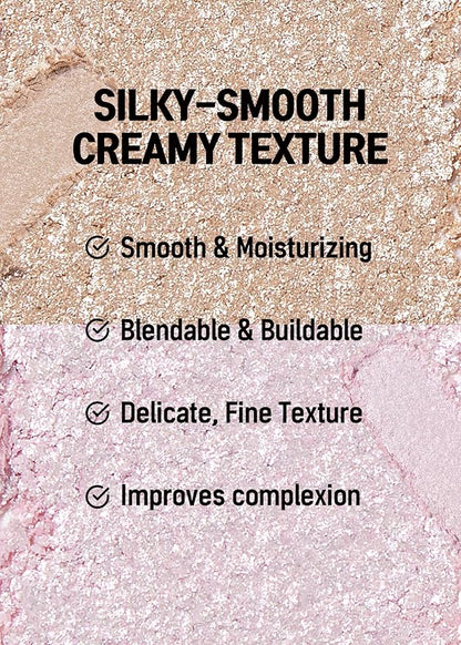 COLORGRAM Fruity Glass Tint 08 Lovely Raspberry + Milk Bling Heartlighter 02 Pink Heart | Highly Pigmented Glossy Dewy Lip Gloss and Silky Smooth Versatile Creamy Highlighter with Shimmery Finish for