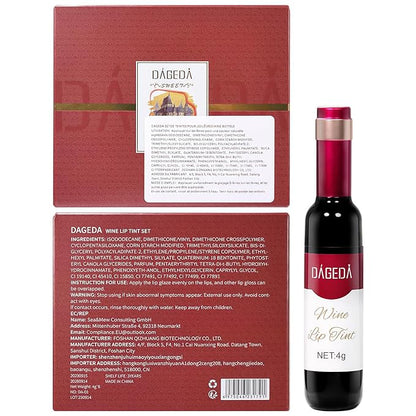 DAGEDA 6Pcs Wine Lip Tint, Lip Tint Stain Waterproof Wine Lip Stain Set, Liquid Lip Gloss, Non-stick Cup Lip Makeup Kit for Girls Women (D Set)