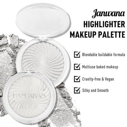 Highlighter Makeup Palette Shimmer Glitter Face Body Illuminator Highlighter Makeup Kit Long Lasting Highly Pigmented Highlighters Makeup Palette #1 Tulip White
