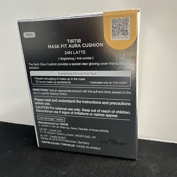 [*Mini Size*] TIRTIR Aura Glow Silver Cushion | Korean Cushion Foundation, (#24N Latte, 0.15 Fl Oz)