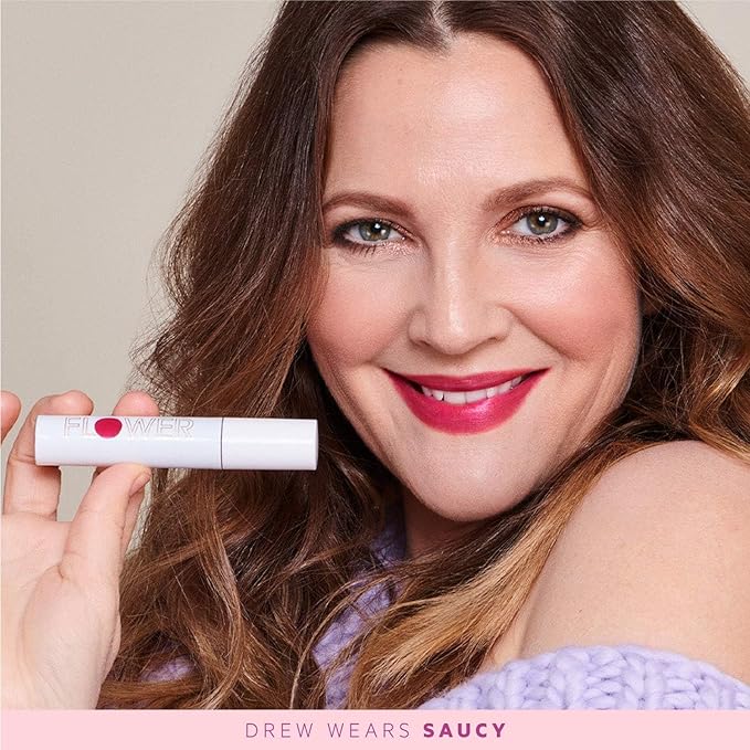 FLOWER BEAUTY By Drew Barrymore Bitten Lip Stain - Long-Lasting Color - Hydrating + Water-Based Formula - Gel-Like Texture - (Saucy)
