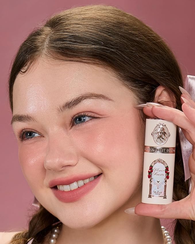 Flower Knows Strawberry Cupid All Day Glow Liquid Blush 05+Little Angel Cushion Powder Puff Set