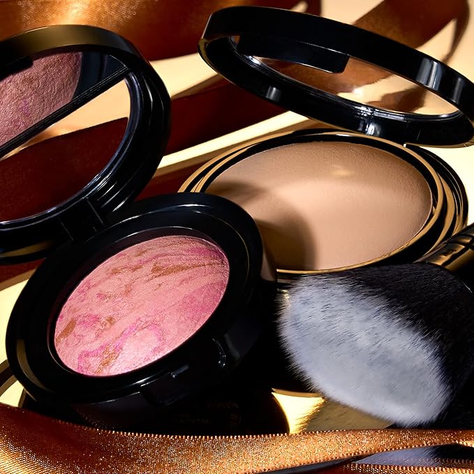 LAURA GELLER NEW YORK The Classic Matte Look - Liquid (3 Piece) Double Take Liquid Foundation Porcelain, Retractable Kabuki Brush, Baked Blush-n-Brighten Pink Buttercream