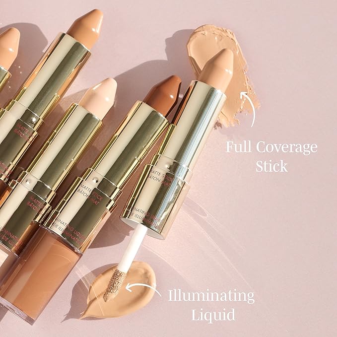 Wander Beauty Dualist Matte and Illuminating Concealer Makeup - Rich - Dual-Ended Matte Concealer Stick + Liquid Concealer - Full Coverage Concealer Brightens, Firms & Hydrates Under Eyes - 0.28 fl oz