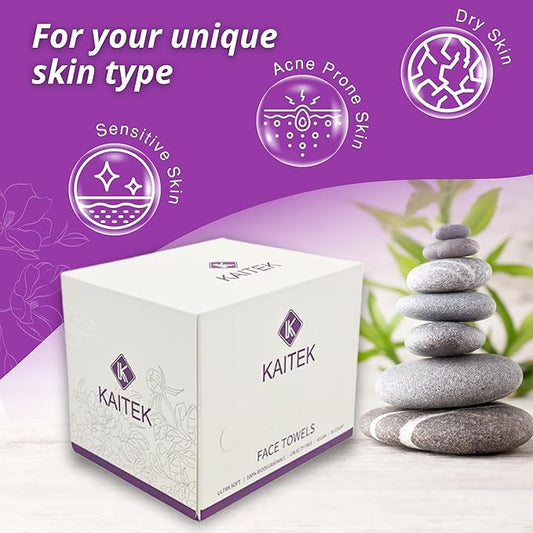 Towels XL, 100% Biobased Face Towel, Disposable Face Towelette, Makeup Remover Dry Wipes, Ultra Soft, 50 Ct, 1 Pack