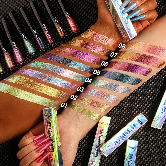 Chameleon Liquid Lipstick Pink Green Color,Shimmer Metallic Colourful Lip Gloss for Women Girls Lips Makeup Gift,Hydrating Waterproof and Long Lasting Lip Stick Shiny,Talc-Free,#8