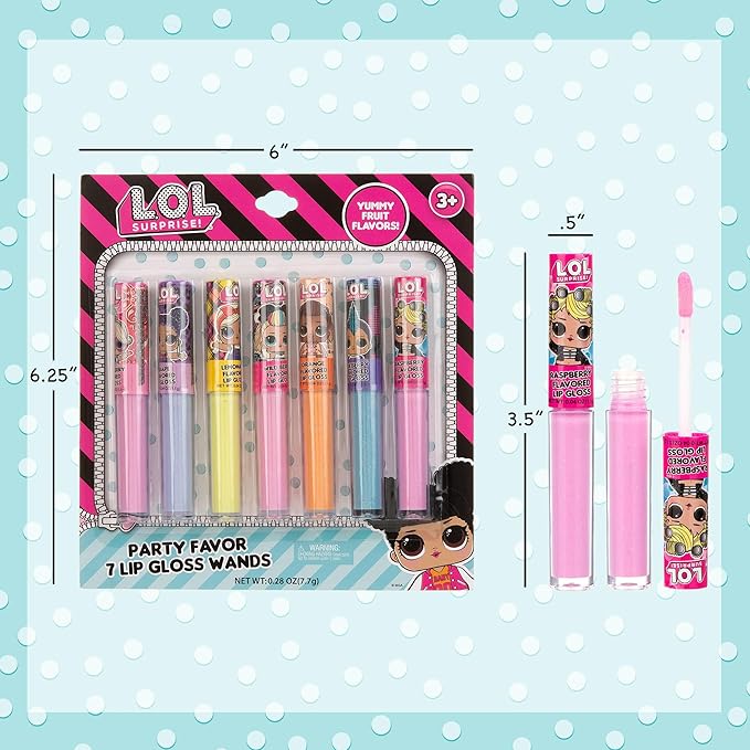 L.O.L Surprise 7-Pack Lip Gloss for Girls, Lol Lip Gloss