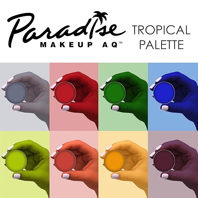 Mehron Makeup Paradise Makeup AQ 8 Color Tropical Palette | Magnetic Refillable Body Paint & Face Paint Palette | Professional & Water Activated | Costumes, SFX, Halloween, & Cosplay