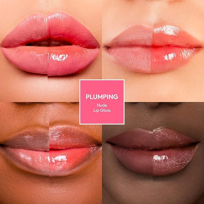 Ruby Kisses Plumping Lip Gloss – Hydrating, Voluminous, High-Shine, Cruelty-Free Lip Plumper, Smoothing, Instinct Lip Maximizer, 4 Colors, 0.15 FL oz. (Nude)