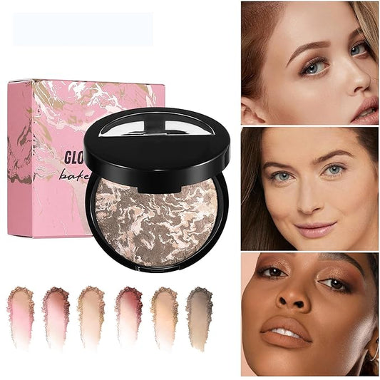 AKARY Baked Powder Foundation, Oil Control Correcting Foundation, Buildable Light to Medium Coverage - Demi-Matte Natural Finish Smooth Lightweight Setting Powder Palette, 03 Light Beige